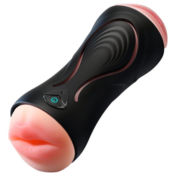 Leopard - munstycke & vagina penisvibrator (naturfärg)