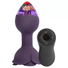 LOVISS Flower - analplugg med fjärrstyrd vibrator (lila)