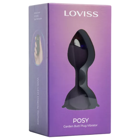 LOVISS Flower - analplugg med fjärrstyrd vibrator (lila)