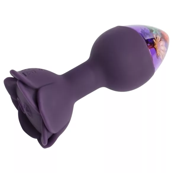 LOVISS Flower - analplugg med fjärrstyrd vibrator (lila)
