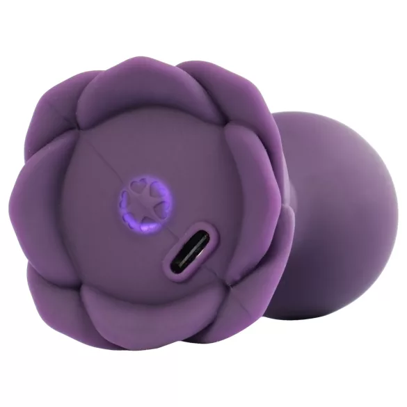 LOVISS Flower - analplugg med fjärrstyrd vibrator (lila)