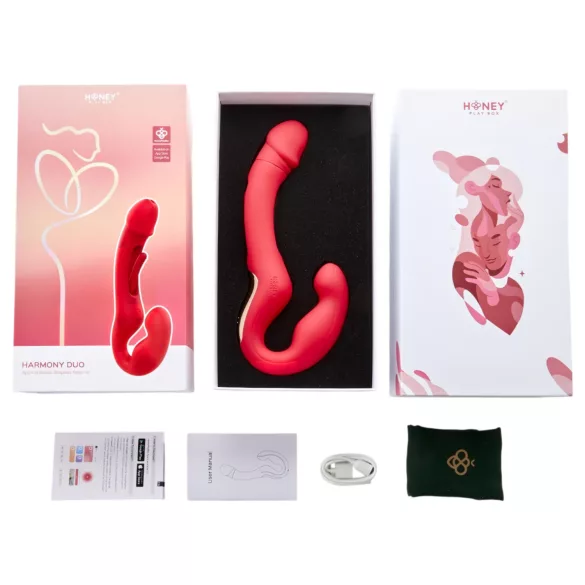 Honey Play Box Harmony Duo - App-styrd påsättningsbar tungvibrator (röd)