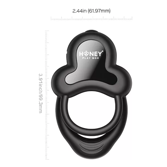 Honey Play Box Anello - App-styrd vibrerande penis- och pungring för män (svart)