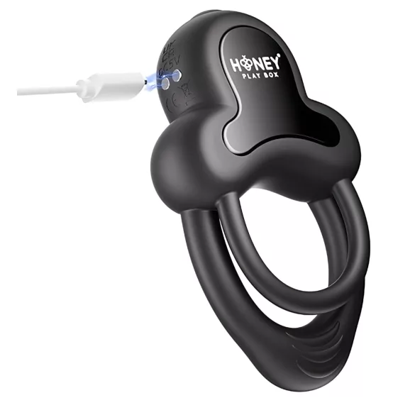 Honey Play Box Anello - App-styrd vibrerande penis- och pungring för män (svart)