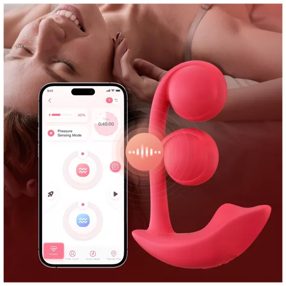 Honey Play Box Melody - App-styrd pärlbesatt 2-i-1 vibrator (röd)