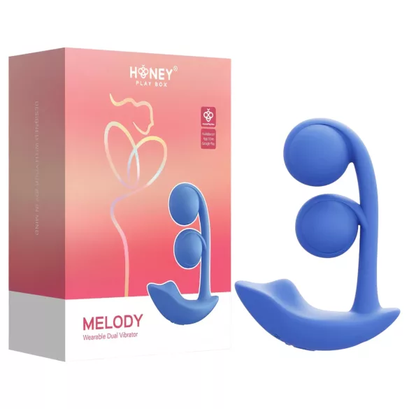 Honey Play Box Melody - App-styrd pärlbesatt 2-i-1 vibrator (blå)