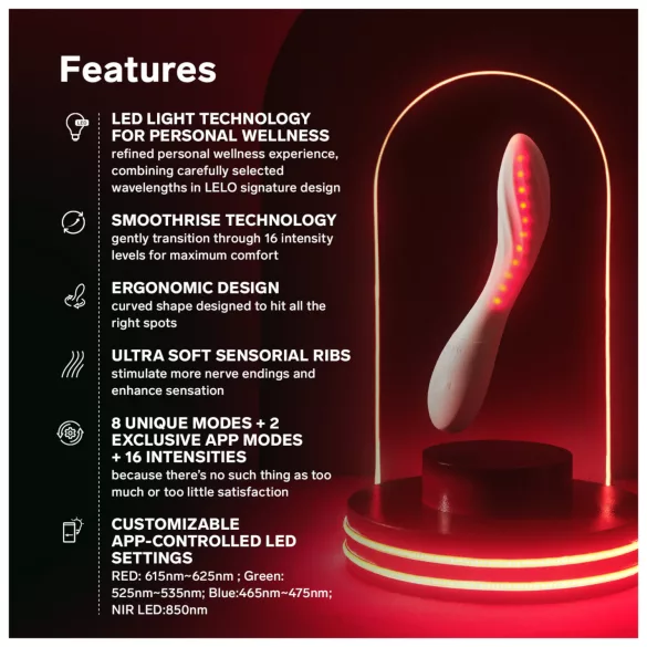 LELO Mona Spectra - smart G-punktsvibrator med LED-ljus (vit)