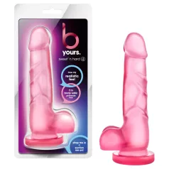B Yours - dildo med pung - realistisk 18cm silikon rosa