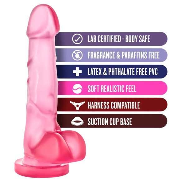 B Yours - dildo med pung - realistisk 18cm silikon rosa