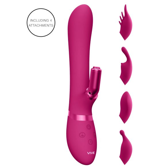 Vive Chou - Rosa vibrator med utbytbara klitorisstimulerande huvuden