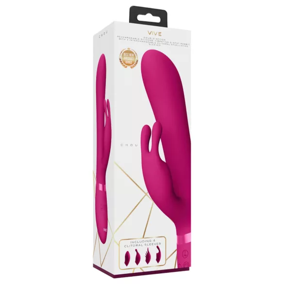 Vive Chou - klitorisvibrator med utbytbara huvuden - uppladdningsbar - rosa