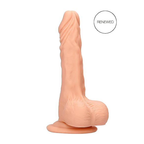 RealRock Dong 7 - naturtrogen dildo med pung (17 cm) - naturfärg