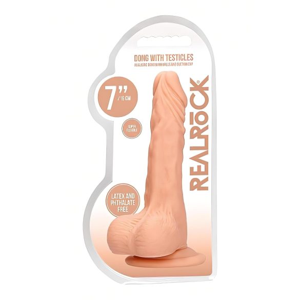 RealRock - dildo med pung - realistisk - 17 cm - hudfärgad