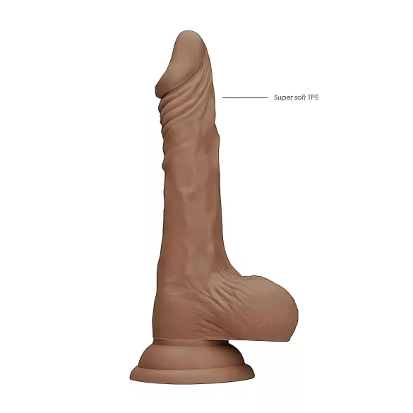 RealRock - dildo med pung - realistisk - 17cm - mörk hudfärg