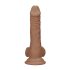RealRock Dong 7 - verklighetstrogen dildo med pung (17 cm) - mörk natur