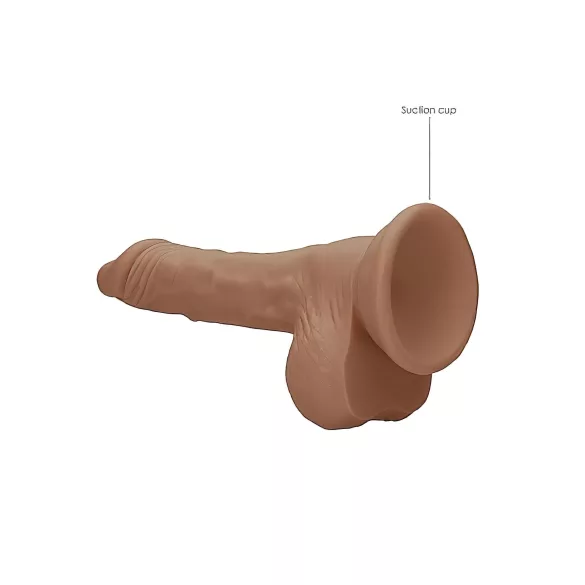 RealRock - dildo med pung - realistisk - 17cm - mörk hudfärg