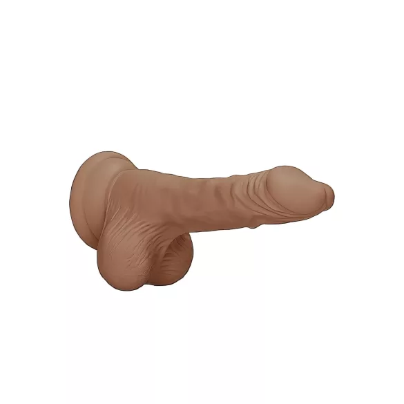 RealRock - dildo med pung - realistisk - 17cm - mörk hudfärg