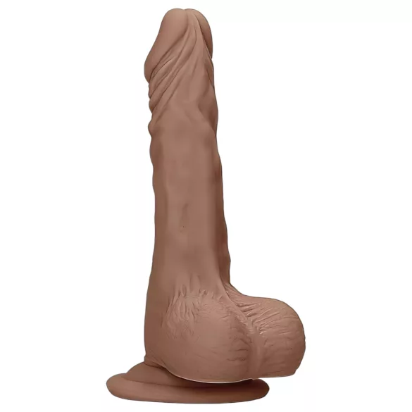 RealRock - dildo med pung - realistisk - 17cm - mörk hudfärg