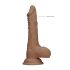 RealRock Dong 8 - naturtrogen dildo med pung (20 cm) - mörk naturel