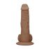 RealRock Dong 8 - naturtrogen dildo med pung (20 cm) - mörk naturel