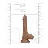 RealRock Dong 8 - naturtrogen dildo med pung (20 cm) - mörk naturel