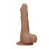 RealRock Dong 8 - naturtrogen dildo med pung (20 cm) - mörk naturel