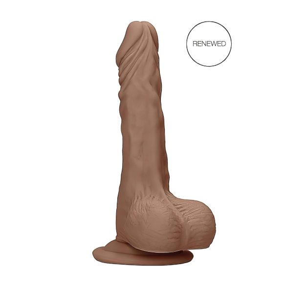RealRock Dong 10 - verklighetstrogen dildo med testiklar (25 cm) - mörk natur