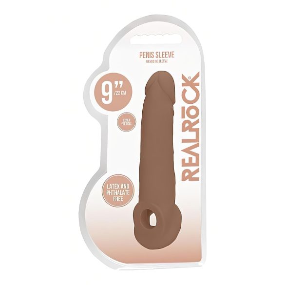 RealRock - penissleeve - 21,5 cm - mörk natur