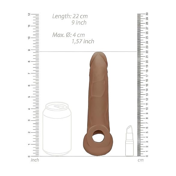 RealRock - penissleeve - 21,5 cm - mörk natur
