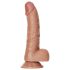 RealRock - dildo med sugkopp och pung - 15,5cm - mörk naturfärg
