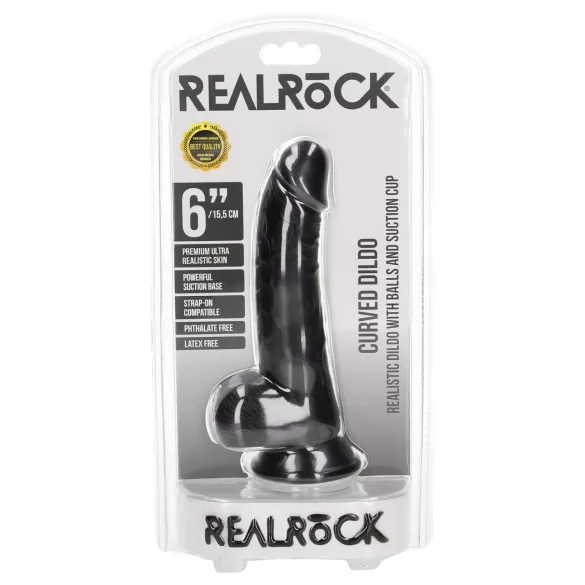 RealRock - realistisk dildo med sugkopp - 15,5 cm - svart