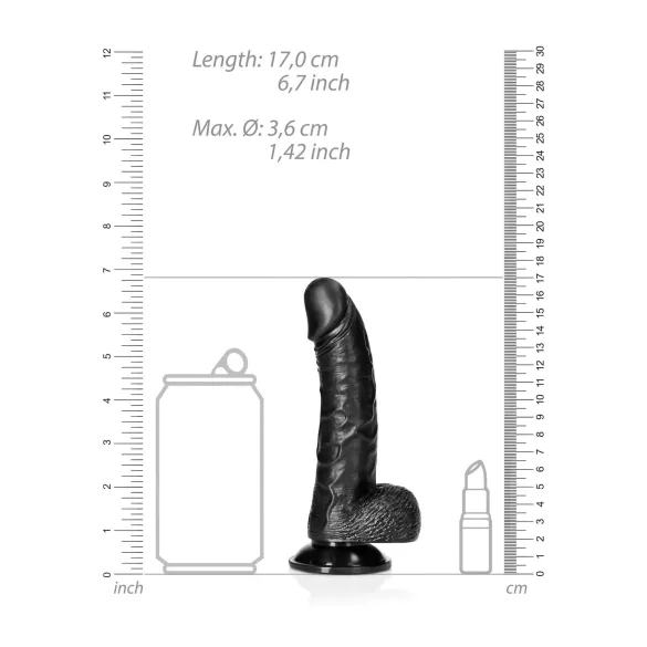 RealRock - realistisk dildo med sugkopp - 15,5 cm - svart