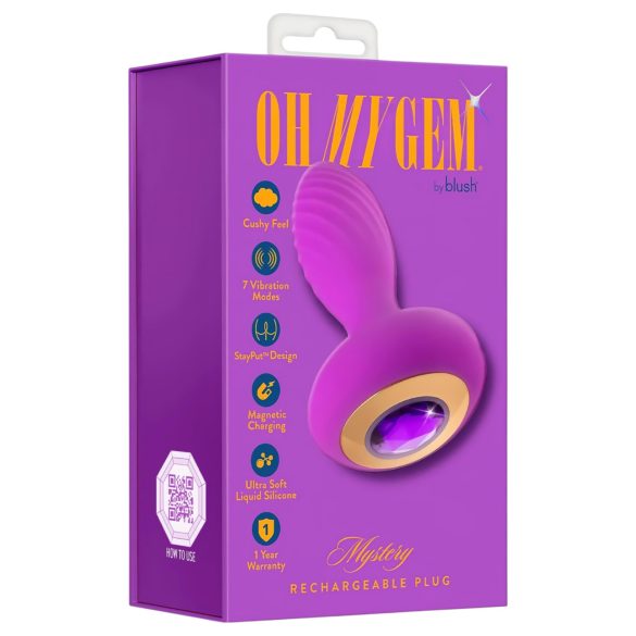 Oh My Gem - analplugg med vibrator och sten - lila