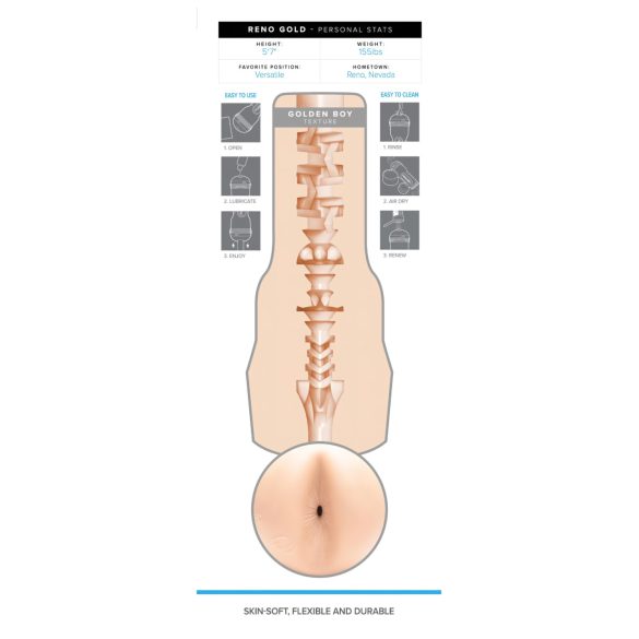 Fleshjack Reno Gold - realistisk analmasturbator - naturfärg