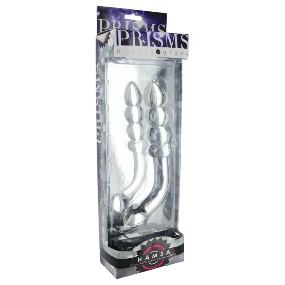 Prisms Hamsa - dubbelsidig G-punkt glasdildo - transparent