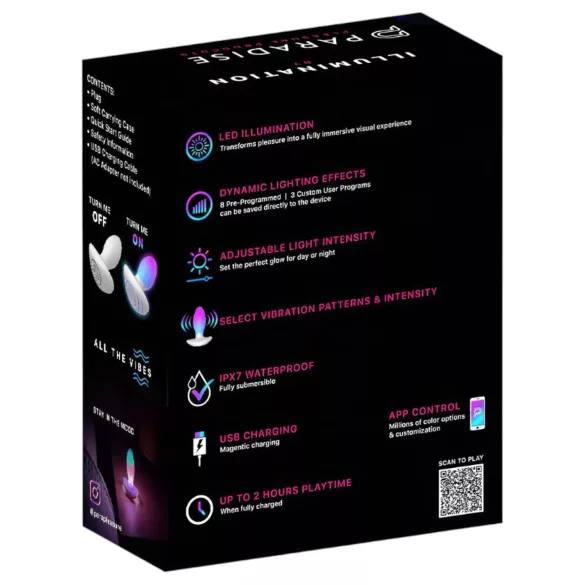 Paradise Illumination - vibrerande analplugg med belysning (vit)