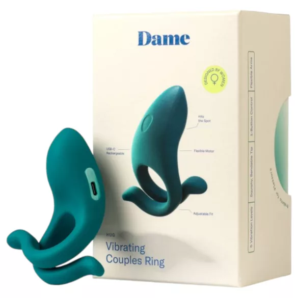 Dame Hug - justerbar vibrerande penisring (grön)
