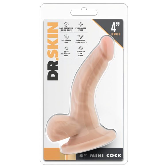 Dr. Skin 4 - dildo med sugkopp och pung - natur - 12 cm