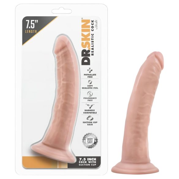 Dr. Skin - realistisk dildo med sugkopp - naturfärg - 17,5 cm