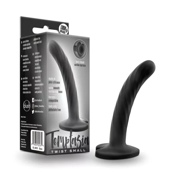 Temptasia Twist Small - dildo med sugkopp, vriden (svart)