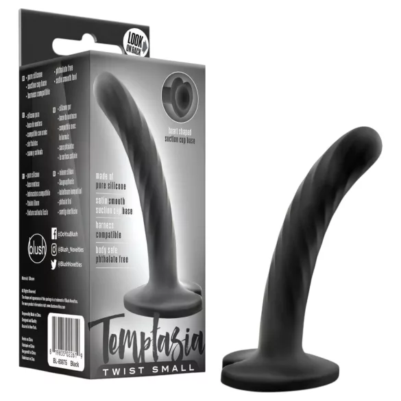 Temptasia Twist Small - dildo med sugkopp, vriden (svart)