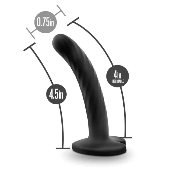 Temptasia Twist Small - dildo med sugkopp, vriden (svart)
