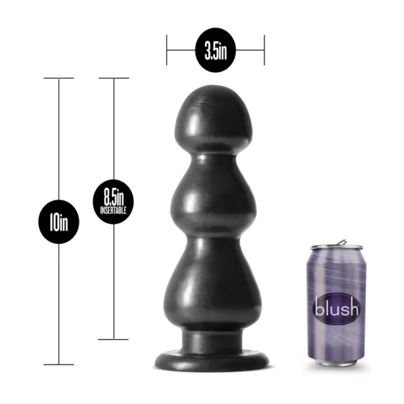 Blush Jet - dildo med sugkopp - pärlstruktur - svart