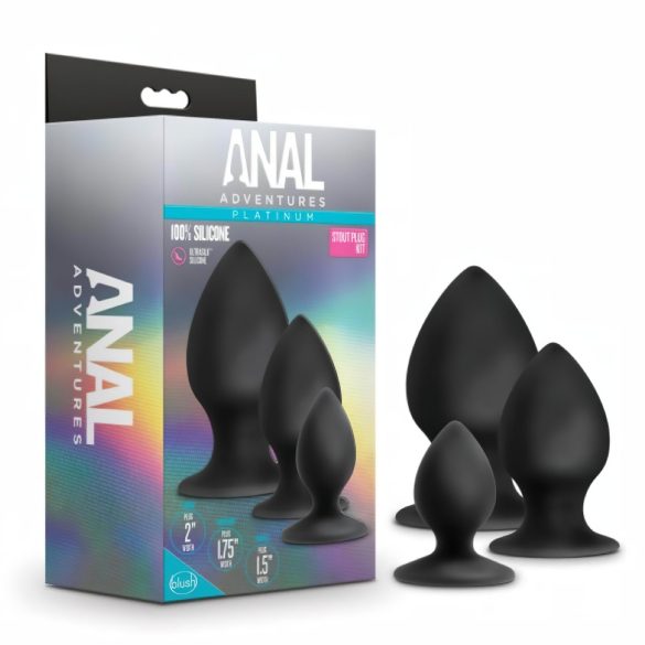 Analäventyr Platinum Stout - 3-dels Analplugg Set (svart)