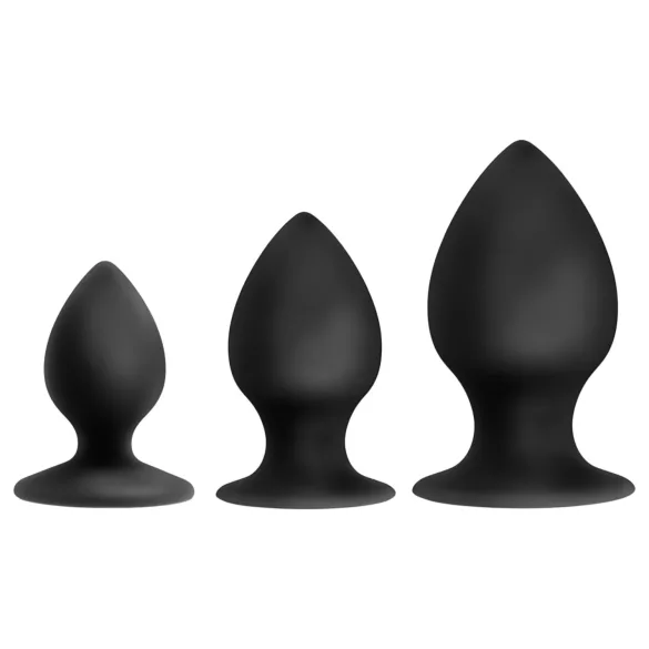 Anal Adventures Platinum Stout - analpluggsset - 3-pack - svart