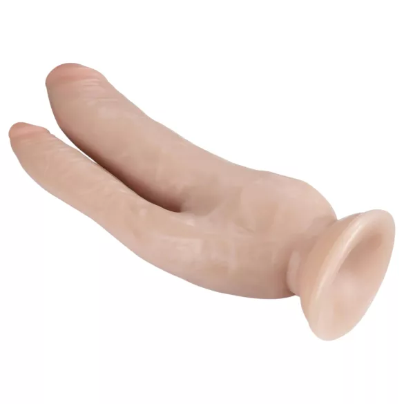 Dr. Skin 8 - dubbel dildo med sugkopp - naturfärg
