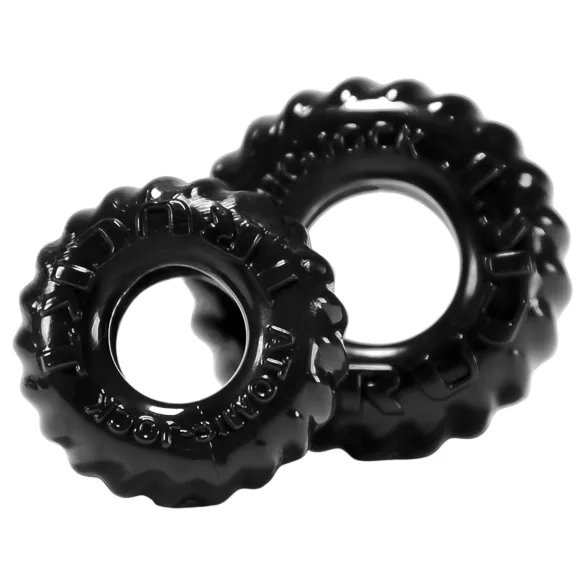 OXBALLS - penisring set med ribbor - svart