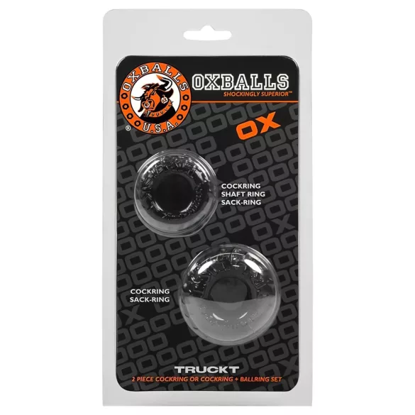 OXBALLS - penisring set med ribbor - svart