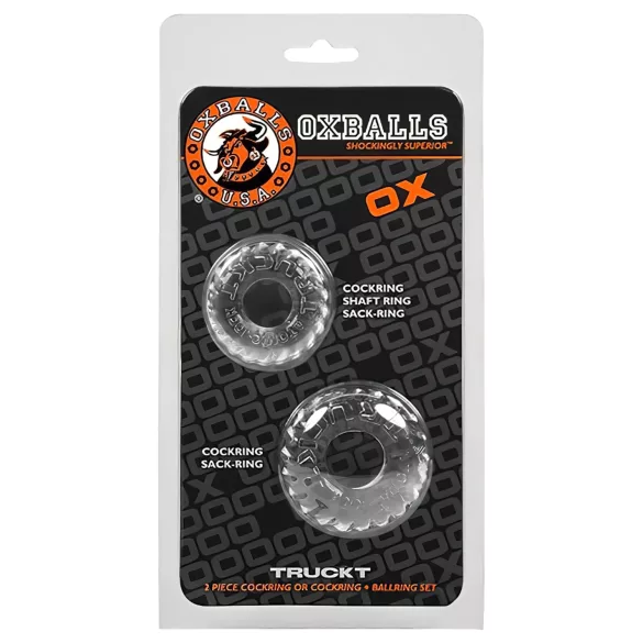 OXBALLS - penisring set med räfflor - transparent