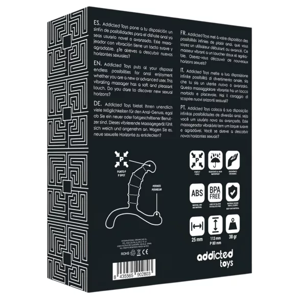 Addicted Toys - prostatakörtel- och mellangårdsmassör (svart) - 11,3 cm
